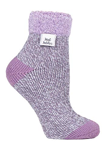 HEAT HOLDERS - Mujer Invierno Suaves Rayas Cortos Calcetines para Dormir (37/42, Grey (S Feather))