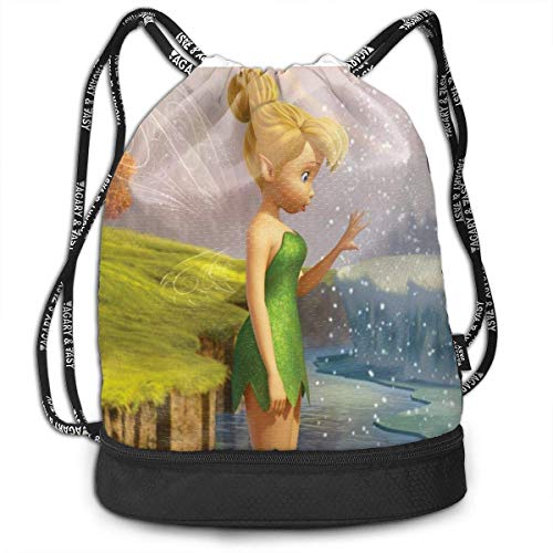 Heavenly Battle Tinker Bell Secret of The Wings Bundle Mochila con cordón para Gimnasio Sports String Bag School Yoga Kids Mochilas de Viaje para Hombres y Mujeres