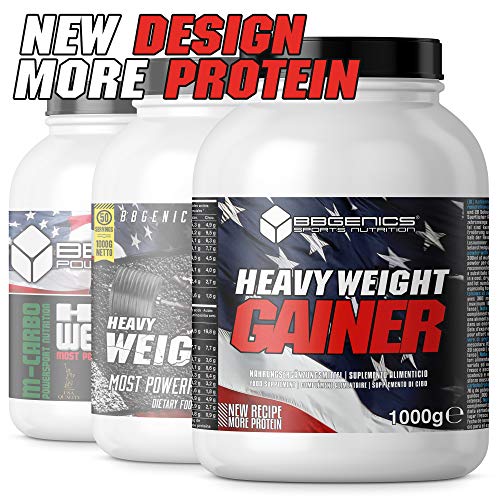 Heavy Weight Gainer, hidratos de carbono y proteínas, suplementos dietéticos BBGENICS, 1000g vainilla