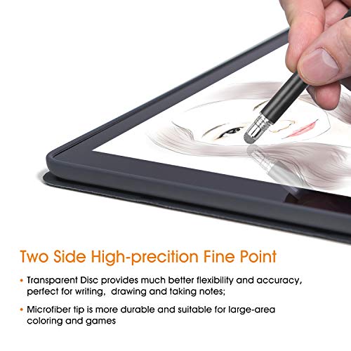 HEAWAA Precisión Lápiz Stylus 2 in 1 Lapiz Táctil Capacitivo Universal con Puntas de 2 Discos y 1 Puntas de Fibra para Smartphones y Tabletas, Pantalla Táctil Apple Ipads, iPad Mini