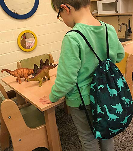 HECKBO Bolsa de gimnasia para niños - impresa por ambos lados con motivos de dinosaurios - 40x32cm - para kindergarten, cuna, viajes, deportes - mochila, bolsa de juego, bolsa de deporte, bolsa de za HECKBO Bolsa de gimnasia para niños - impresa por ambos lados con motivos de dinosaurios - 40x32cm - para kindergarten, cuna, viajes, deportes - mochila, bolsa de juego, bolsa de deporte, bolsa de za