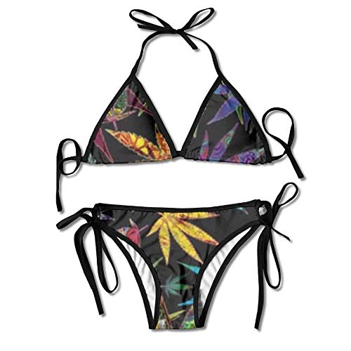 heefan Traje de baño de Bikini de triángulo con Parte Superior Acolchada con Parte Inferior Lateral de Corbata para Mujer