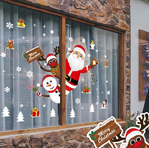 heekpek Feliz Navidad Papá Noel Muñeco de Nieve Alce de la Puerta Decoración de la Ventana Reutilizable Bricolaje Pegatinas Electrostáticas para Fiesta