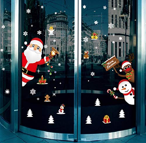 heekpek Feliz Navidad Papá Noel Muñeco de Nieve Alce de la Puerta Decoración de la Ventana Reutilizable Bricolaje Pegatinas Electrostáticas para Fiesta