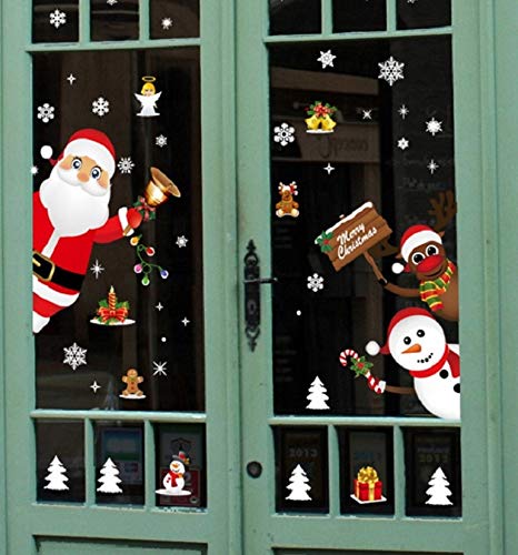 heekpek Feliz Navidad Papá Noel Muñeco de Nieve Alce de la Puerta Decoración de la Ventana Reutilizable Bricolaje Pegatinas Electrostáticas para Fiesta