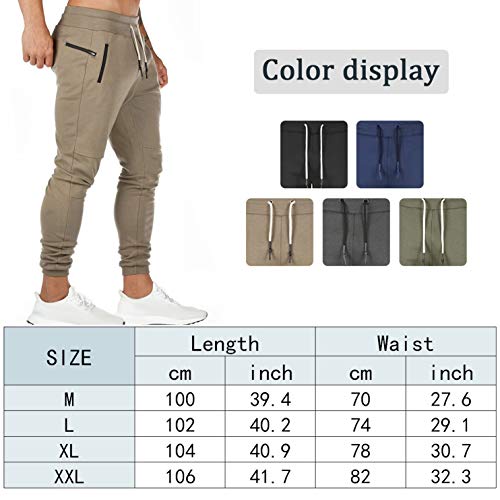 heekpek Pantalones de chándal para hombre, con soporte para pañuelos, para fitness, ajustados, con cordón, para el tiempo libre o para correr caqui M heekpek Pantalones de chándal para hombre, con soporte para pañuelos, para fitness, ajustados, con cordón, para el tiempo libre o para correr caqui M