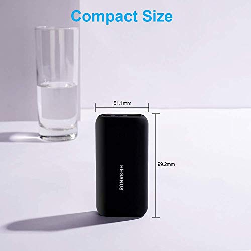 Heganus Powerbank 10000mAh, Mini batería Externa portátil con Salida Dual de 5V / 2.4A, práctico Banco de energía con Cable, batería Externa Ligera para iPhone, Samsung Galaxy, iPad, Huawei