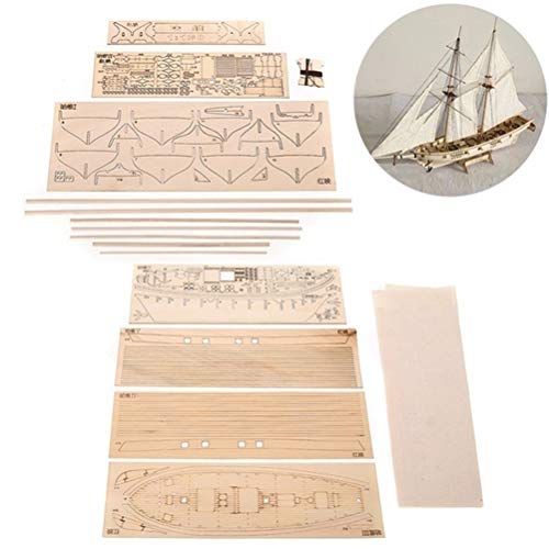 HEITIGN 1/100 Modelos de barcos de madera, Kit de barco de madera de bricolaje, Escala de modelo de barco de madera Hobby, Kit de modelo de madera de barco de vela Decoración de modelo