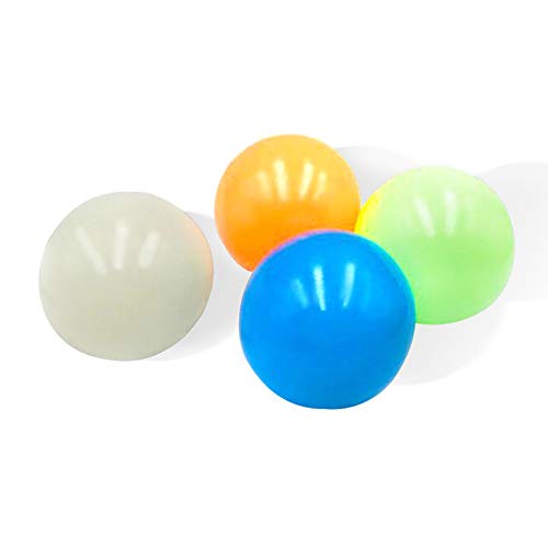 HEITIGN 4 Bolas Luminosas para Aliviar El Estrés Bola Pegajosa Bola Pegajosa para Atrapar La Pelota Bola Adhesiva Luminosa para Pared para Niños Padres Juguetes para Aliviar El Estrés