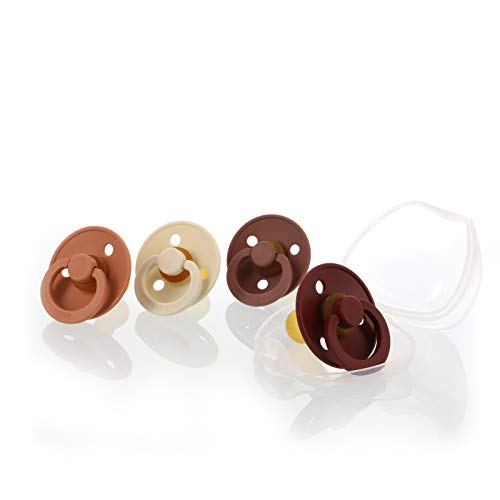 Hej Bibs Jojo Juego de 4 chupetes, incluye caja para chupetes de caucho natural, varios tamaños y colores Hej Bibs Jojo Juego de 4 chupetes, incluye caja para chupetes de caucho natural, varios tamaños y colores