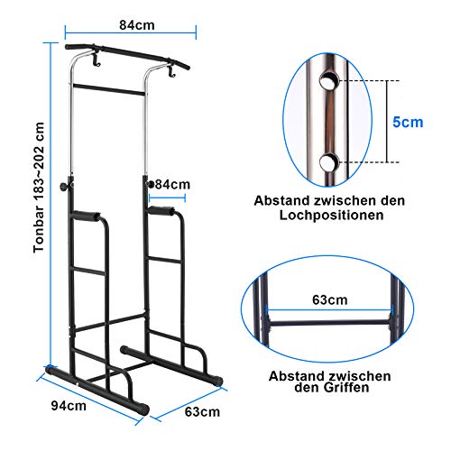 Heka Power Tower 330LBS Estación de entrenamiento ajustable Pull Up & Push Up & Dip Station Equipo de entrenamiento de fuerza multifunción Gimnasio en casa Equipo de fitness