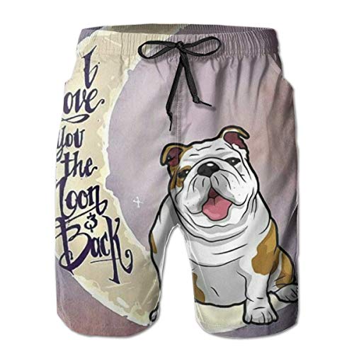 Helen vi Pantalones Cortos de baño para Hombre Bulldog inglés Cordón Cintura elástica Surf Shorts de Playa, L