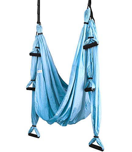 HELIZ Columpio de Yoga Aéreo & Fitness | Juego Completo | Mosquetones de Bordes Lisos | Hamaca Yoga Aéreo para Hogar, Gimnasio, al Aire Libre (Azul) HELIZ Columpio de Yoga Aéreo & Fitness | Juego Completo | Mosquetones de Bordes Lisos | Hamaca Yoga Aéreo para Hogar, Gimnasio, al Aire Libre (Azul)