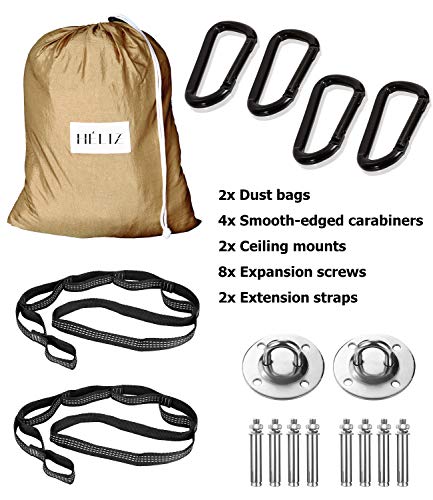HELIZ Columpio de Yoga Aéreo & Fitness | Juego Completo | Mosquetones de Bordes Lisos | Hamaca Yoga Aéreo para Hogar, Gimnasio, al Aire Libre (Marrón Dorado) HELIZ Columpio de Yoga Aéreo & Fitness | Juego Completo | Mosquetones de Bordes Lisos | Hamaca Yoga Aéreo para Hogar, Gimnasio, al Aire Libre (Marrón Dorado)