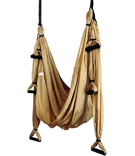HELIZ Columpio de Yoga Aéreo & Fitness | Juego Completo | Mosquetones de Bordes Lisos | Hamaca Yoga Aéreo para Hogar, Gimnasio, al Aire Libre (Marrón Dorado) HELIZ Columpio de Yoga Aéreo & Fitness | Juego Completo | Mosquetones de Bordes Lisos | Hamaca Yoga Aéreo para Hogar, Gimnasio, al Aire Libre (Marrón Dorado)