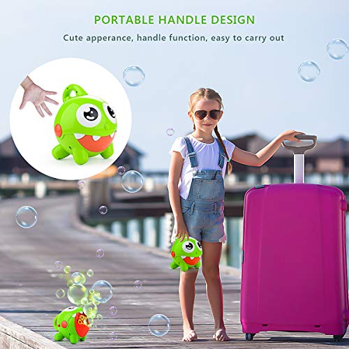 HellDoler Máquina de Burbujas,Juguete de Baño para Bebé,Soplador de Burbujas Automático con Carga USB con 1 Botella de Líquido para Niños,Fiestas de Cumpleaños,Bodas,Juegos de Interior y Aire Libre