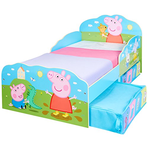 Hello Home Cama Infantil de Madera con Cajón Inferior, Rosa, 142 x 77 x 63 cm