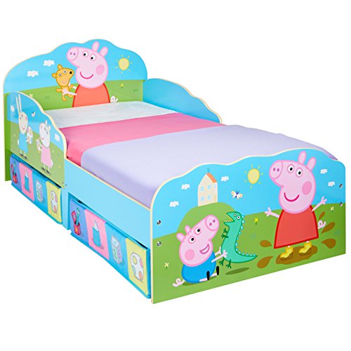 Hello Home Cama Infantil de Madera con Cajón Inferior, Rosa, 142 x 77 x 63 cm