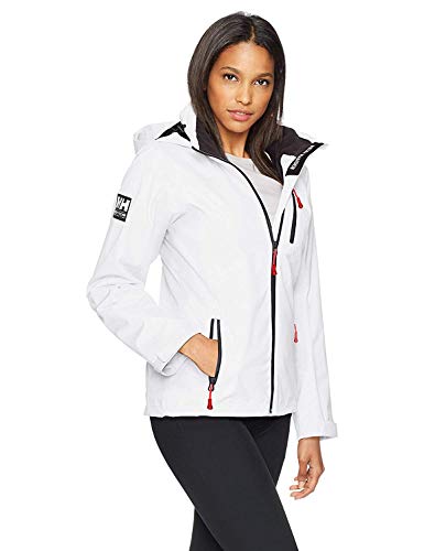 Helly Hansen W Crew Hooded Midlayer Chaqueta Impermeable, Cortavientos y Transpirable, con Capucha, Mujer, Blanco, M