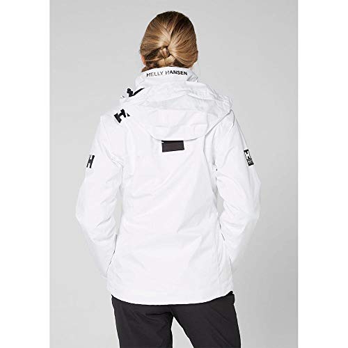 Helly Hansen W Crew Hooded Midlayer Chaqueta Impermeable, Cortavientos y Transpirable, con Capucha, Mujer, Blanco, M