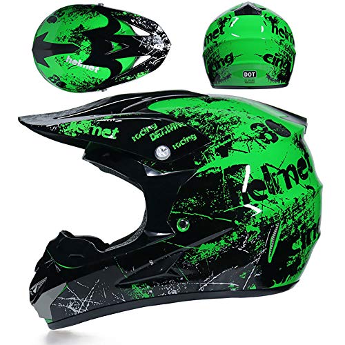 Helmet Off-Road Motorcycle Kit Casco, Casco Motocross Niño Dot Homologado - Casco de Moto Infantil Cross Integral Enduro Infantil para Mujer Hombre Adultos (52-59cm) -LWAJ