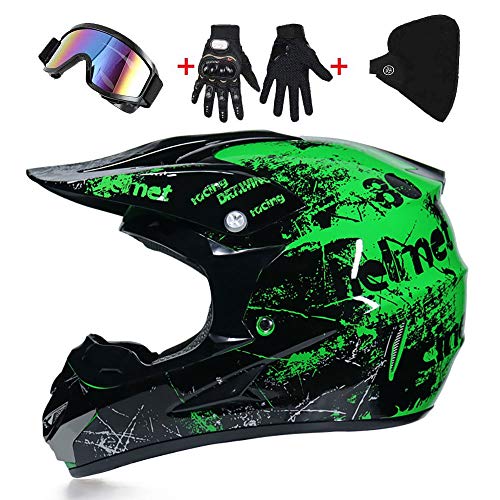 Helmet Off-Road Motorcycle Kit Casco, Casco Motocross Niño Dot Homologado - Casco de Moto Infantil Cross Integral Enduro Infantil para Mujer Hombre Adultos (52-59cm) -LWAJ
