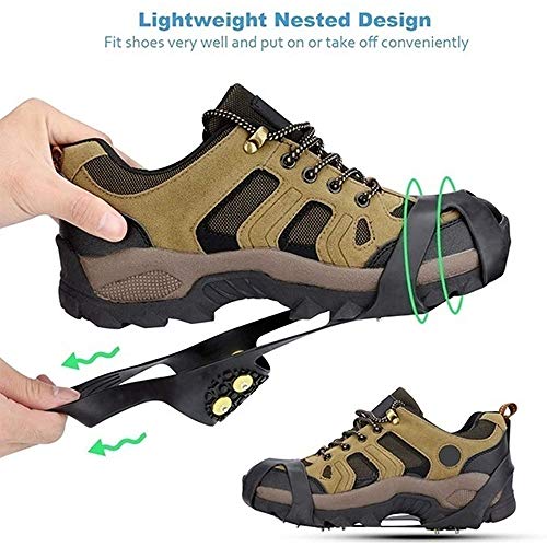 hemao 1 Pair 10 Studs Ice Snow Grips,Ice Grippers Non Slip Ice&Snow Grips,Snow Traction Cleats Only For Outdoor Activities,Walking,Fishing,Jogging Hiking (M) hemao 1 Pair 10 Studs Ice Snow Grips,Ice Grippers Non Slip Ice&Snow Grips,Snow Traction Cleats Only For Outdoor Activities,Walking,Fishing,Jogging Hiking (M)