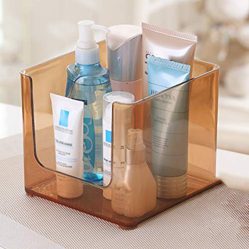 Hemoton Organizador de Maquillaje Bandeja Clarete Caja de Almacenamiento de Cosméticos de Plástico Titular de Brillo de Labios Multifuncional para Mueble de Baño de Encimera Marrón