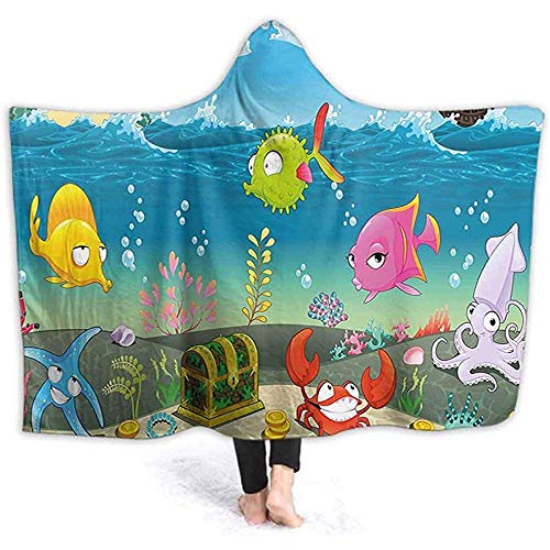 Henry Anthony Abrigo con Capucha de 40X50 Pulgadas Manta con Capucha Animales Submarino Vista al mar Barco Palm tre Trabajo Poncho Multicolor Poncho Envoltura con Felpa de Felpa Suave, WA Henry Anthony Abrigo con Capucha de 40X50 Pulgadas Manta con Capucha Animales Submarino Vista al mar Barco Palm tre Trabajo Poncho Multicolor Poncho Envoltura con Felpa de Felpa Suave, WA