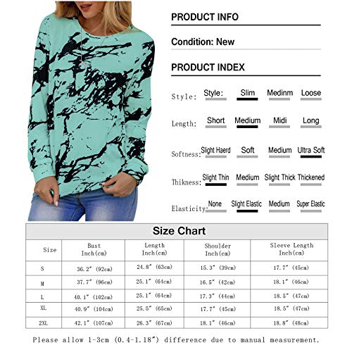 HenzWorld Camiseta Holgada Informal para Mujer Blusa Básica de Manga Larga con Efecto Tie Dye Blusa Tipo Jersey para Mujer (Verde Talla M)