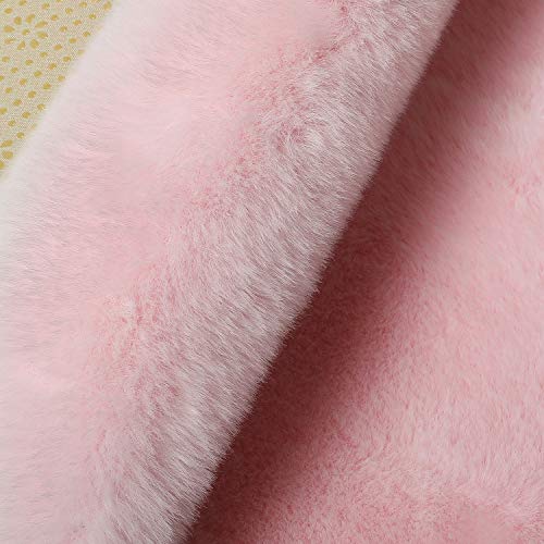 HEQUN Alfombra De Piel De Conejo Artificial,Antideslizante Lujosa Suave Lana Artificial Alfombra para salón Dormitorio baño sofá Silla cojín (Rosa, 60x90cm)