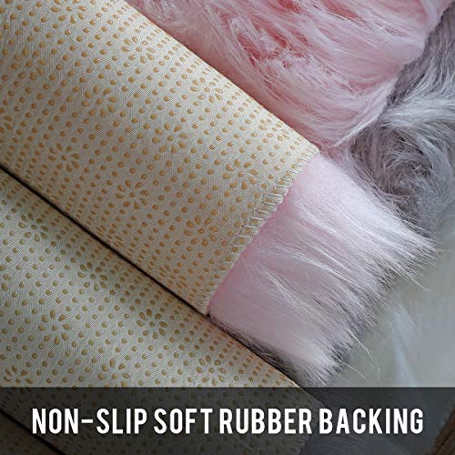 HEQUN Non-Slip Piel de Imitación, Falso Piel de Carnero Vellón Alfombra | Felpudo para (Rosa, 60_x_90_cm)