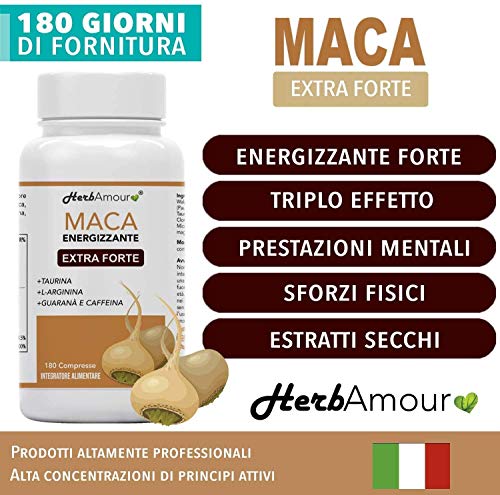 Herbamour Maca | 180 Capsulas Por 6 Meses De Alta Dosis En E.S. + L-Arginina + Vitamina B6 + Zinc + Taurina + Guaraná + Maca Peruana Con Extracto De Maca Andina | Proporción 10:1 | Calidad Italiana Herbamour Maca | 180 Capsulas Por 6 Meses De Alta Dosis En E.S. + L-Arginina + Vitamina B6 + Zinc + Taurina + Guaraná + Maca Peruana Con Extracto De Maca Andina | Proporción 10:1 | Calidad Italiana