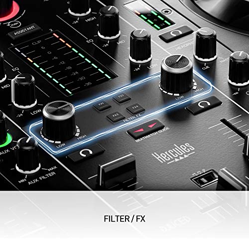 Hercules DJControl Inpulse 500: Controladora de DJ USB de 2 Decks para Serato DJ Lite y DJUCED (incluidos) — Interfaz de Audio Integrado, 16 Pads RGB retroiluminados, Jog Wheels Grandes