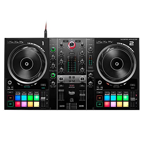 Hercules DJControl Inpulse 500: Controladora de DJ USB de 2 Decks para Serato DJ Lite y DJUCED (incluidos) — Interfaz de Audio Integrado, 16 Pads RGB retroiluminados, Jog Wheels Grandes