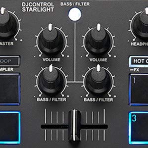 Hercules DJControl Starlight - Controlador de DJ USB portátil 2 Pistas con 8 Pads/Tarjeta de Sonido para PC/Mac, Multicolor Hercules DJControl Starlight - Controlador de DJ USB portátil 2 Pistas con 8 Pads/Tarjeta de Sonido para PC/Mac, Multicolor