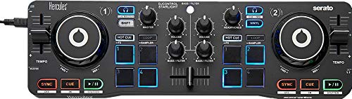 Hercules DJControl Starlight - Controlador de DJ USB portátil 2 Pistas con 8 Pads/Tarjeta de Sonido para PC/Mac, Multicolor Hercules DJControl Starlight - Controlador de DJ USB portátil 2 Pistas con 8 Pads/Tarjeta de Sonido para PC/Mac, Multicolor