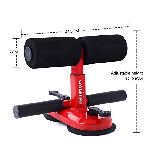 Herefun Barra de Abdominales de Auto-succión Portátil, Sit Up Dispositivo Auto Succión Sit-Up Equipo Abdominal Ajustable Sit Up Bar Dispositivo Abdominal, Dispositivo Auxiliar de Abdominales (Red)