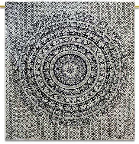 Hermosa christmasTwin Hippie Tapiz Tapiz Doble Blanco y Negro Hippie Mandala elefante Tapiz playa india tradicional tiro arte de la pared del dormitorio de la universidad de Bohemia colgante de pared de Boho gemelas Colcha Tapices