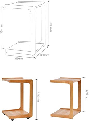 Hermosamente Mesilla Tabla Final Tabla de Madera sólida móvil Lateral Mesa de café, Sofá Algunos Cuadrados de Unas cuantas Curvas sofá Simple mesita de Noche Mesita (Color : Wood Color)