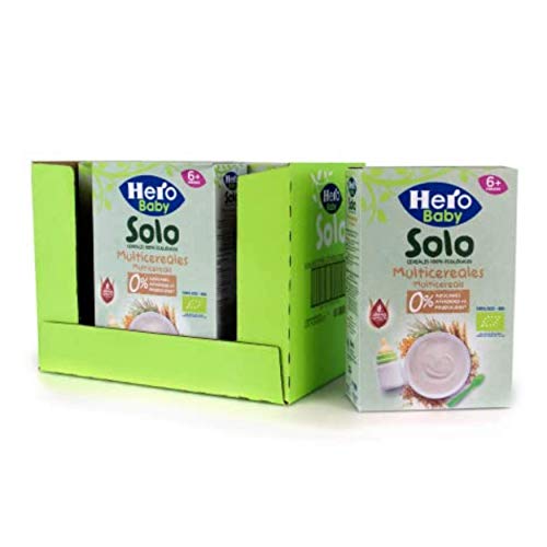 Hero Baby - Papilla de Multicereales Ecológica sin Azúcares Añadidos, para Bebés a Partir de los 6 Meses - Pack de 6 x 300 g