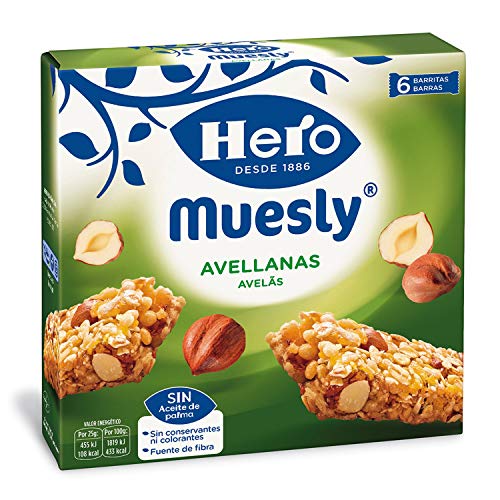 Hero - Barritas de Muesly, Energía Avellanas - 1 pack de 6 barras x 25g (total: 150 g)