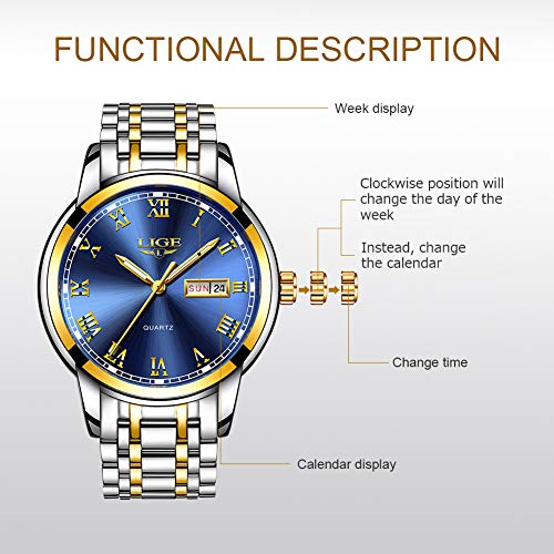 Herren Uhr LIGE Wasserdicht Edelstahl Analog-Quarz Uhr-männer Business Date Armbanduhr