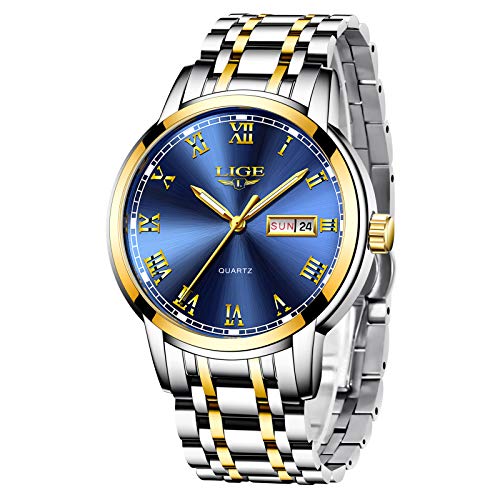 Herren Uhr LIGE Wasserdicht Edelstahl Analog-Quarz Uhr-männer Business Date Armbanduhr