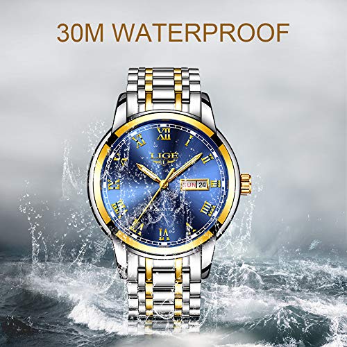 Herren Uhr LIGE Wasserdicht Edelstahl Analog-Quarz Uhr-männer Business Date Armbanduhr