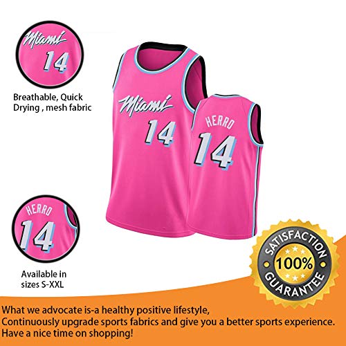 Herro 14# Basketball Jersey de Hero - Hero Hermano - Jersey térmico, Unisex Sin Mangas Bordado Malla Swing Swingman Jersey, Transpirable Transpirable Pink-L