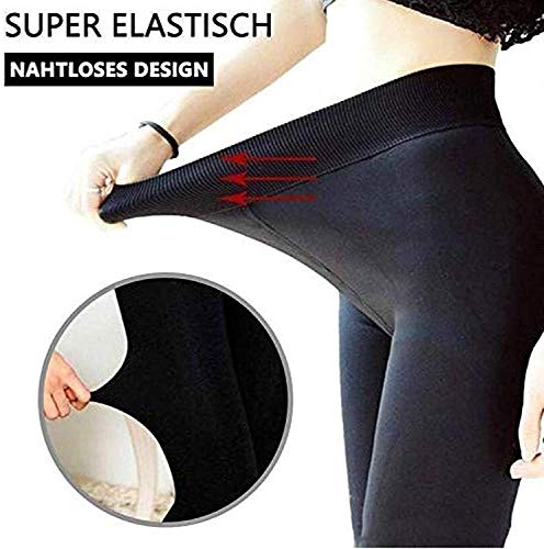 Heyzen Super Thick Cashmere Wool Leggings,Ladies Winter Plush Warm High Waist Elastic Slim Pants,Solid Winter Warm Tight Thick Leggings (Black, M)