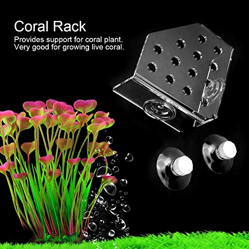 Hffheer Coral Rack Acrílico Coral Frag Rack Soporte Planta Estante con Ventosa para pecera Suministros de Acuario Planta Que sostiene Suministros Marinos