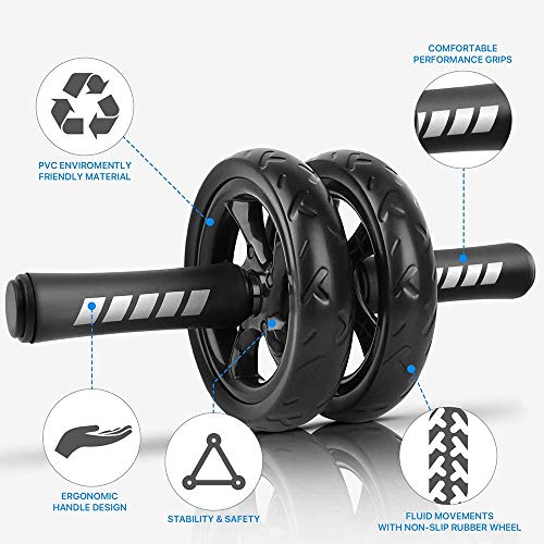 HHUPII AB Wheels Fitness Equipment for Home Gym No Ruido Rueda Abdominal AB Rodillo con Estera para Equipo de Entrenador Hip Musculoso