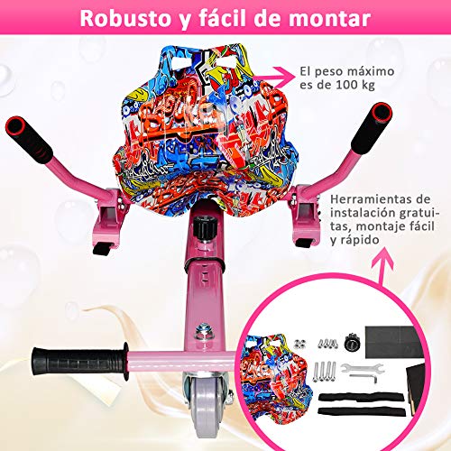 Hiboy 8435518003137, Silla Self Balancing Compatible con Todos los Patinetes Eléctricos de 6.5, 8 y 10 Pulgadas, Niños, Asiento Kart Rosa, Talla Única